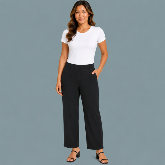 Eileen Fisher Pants - Eileen Fisher Size Large L Black System Pull On Ankle Length Artsy Cotton Pants